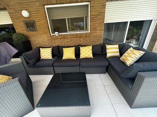Conjunto Muebles Terraza gris con Cojines
