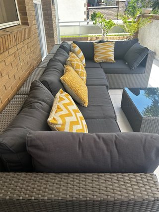 Conjunto Muebles Terraza gris con Cojines