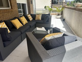 Conjunto Muebles Terraza gris con Cojines