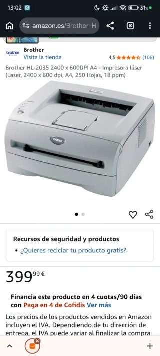 Impresora Brother HL-2035 + Repuestos