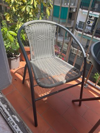 Conjunto mesa y 2 sillas ratán exterior