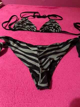 Bikini Triángulo Estampado Cebra Talla 90 y XS