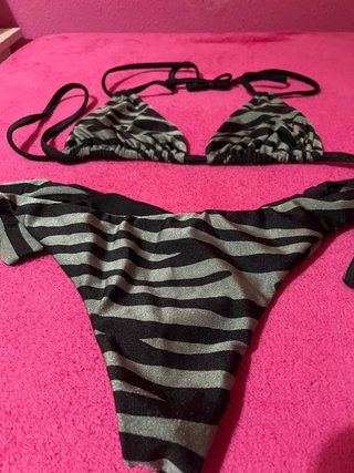 Bikini Triángulo Estampado Cebra Talla 90 y XS