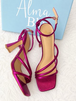 Sandalias Alma Blu Tacón Rosa Metálico