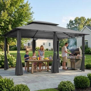 Cenador Jardín 3x4m Pabellón Negro