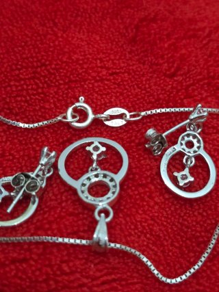 Conjunto Plata 925 Collar y Pendientes