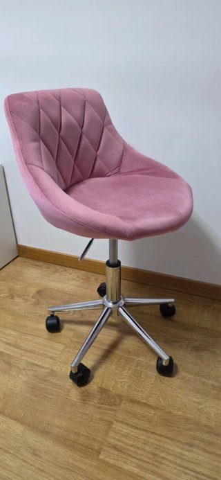 Silla oficina terciopelo rosa con ruedas