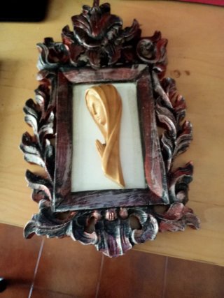 Quadretto Madonna Legno Cornice Decorata