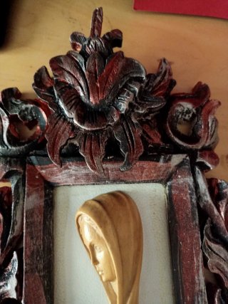Quadretto Madonna Legno Cornice Decorata