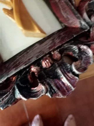 Quadretto Madonna Legno Cornice Decorata