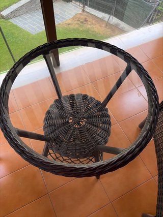 Conjunto terraza mesa y 2 sillas mimbre