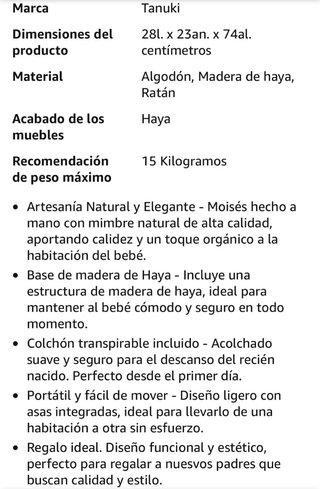 Moisés de mimbre con soporte