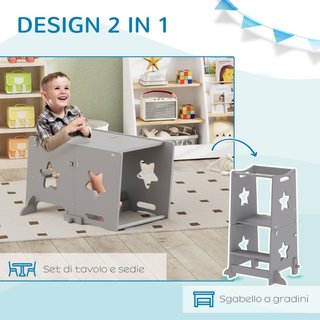 Scala Montessori Convertibile in Set Tavolo e Sedi