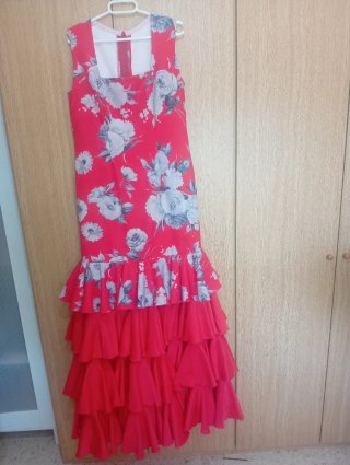 Vestido Flamenca Volantes Flores Talla Única