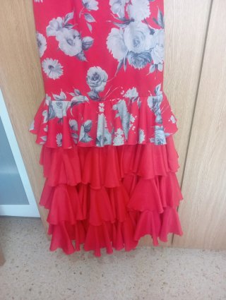 Vestido Flamenca Volantes Flores Talla Única