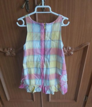 Vestido de niña cuadros rosa y amarillo