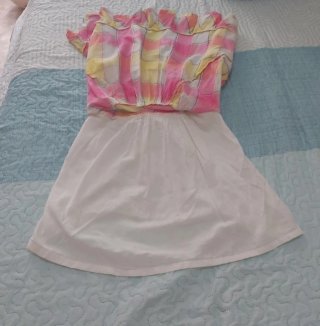 Vestido de niña cuadros rosa y amarillo