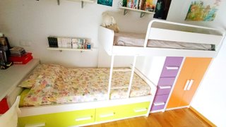 Cama tren infantil con escritorio