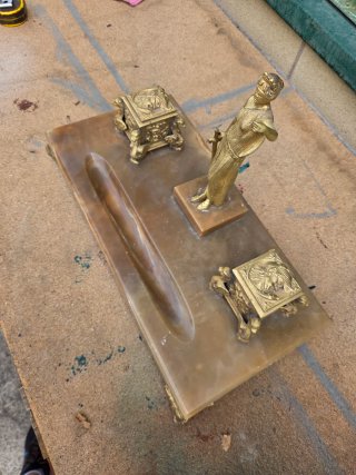 Antigua escribanía bronce siglo XIX