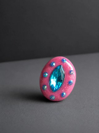 Anillo chunky azul y rosa