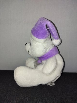 Orsetto peluche bianco con cappello viola Milka