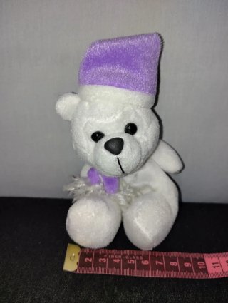 Orsetto peluche bianco con cappello viola Milka
