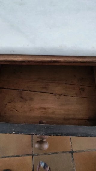 Mesilla auxiliar muy antigua madera mármol