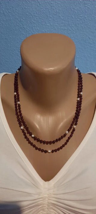 Collar Granate y Perlas