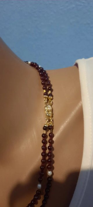 Collar Granate y Perlas