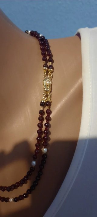 Collar Granate y Perlas