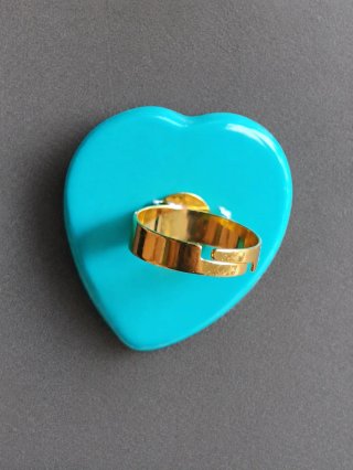 Anillo chunky corazón dorado turquesa