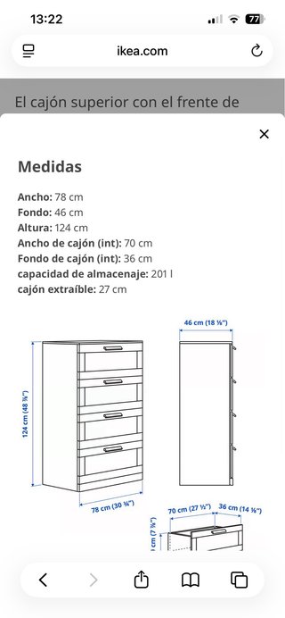 Cómoda blanca de madera