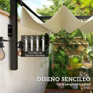 Pérgola de Pared 3x2m con Toldo Retráctil