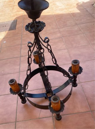 Lámpara de techo rústica metal y madera