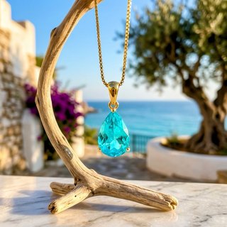 Collar Gota Turmalina Paraiba Hecho a Mano