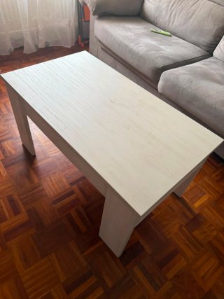 Mesa de centro blanca elevable