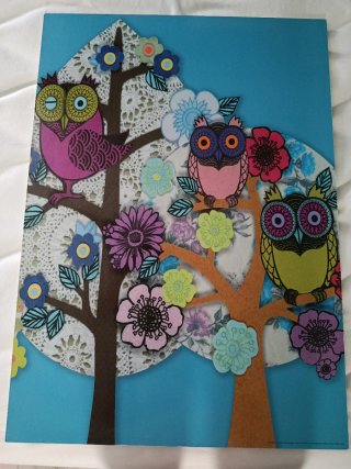 Cuadro Decorativo de Búhos y Flores 70*50