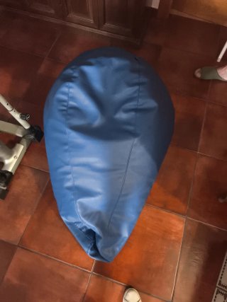 Puff Asiento Piel Sintética Azul