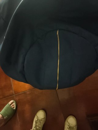 Puff Asiento Piel Sintética Azul