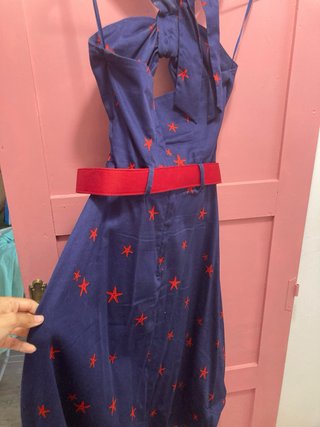 Vestido Estilo Años 50 Negro con Estrellas Rojas