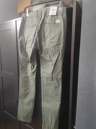Pantalón Zara Hombre 36 Verde Oliva