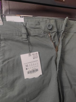 Pantalón Zara Hombre 36 Verde Oliva