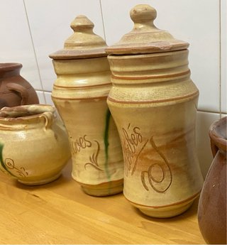 Lote 3 tarros cerámica decorativos