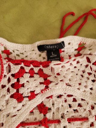 Top Crochet Blanco y Rojo