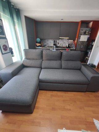 Sofá Chaise Longue HOXTON Cama Reversible Gris