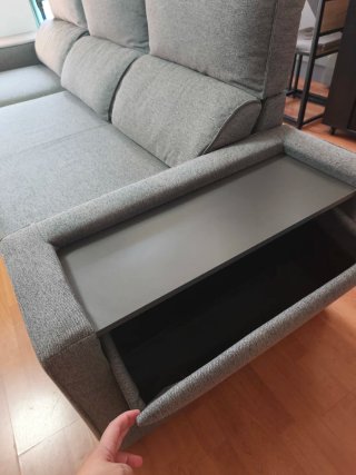 Sofá Chaise Longue HOXTON Cama Reversible Gris