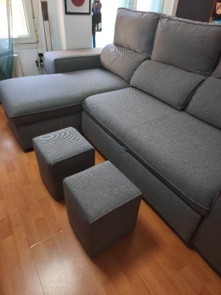 Sofá Chaise Longue HOXTON Cama Reversible Gris
