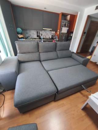 Sofá Chaise Longue HOXTON Cama Reversible Gris