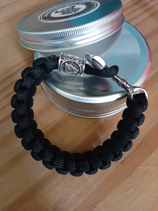Pulsera Vikinga Martillo de Thor Negra y Plateada