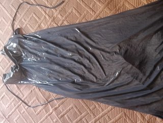 Vestido de fiesta plateado y azul